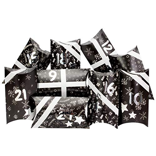 Papierdrachen 24 Adventskalender Pillowboxen - mit Washitape und silbernen Zahlenaufklebern - 24 Kissenschachteln aus Karton - DIY Adventskalender zum Befüllen und Gestalten Papierdrachen 24 Adventskalender Pillowboxen - mit Washitape und silbernen Zahlenaufklebern - 24 Kissenschachteln aus Karton - DIY Adventskalender zum Befüllen und Gestalten von Papierdrachen
