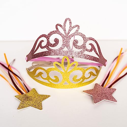 Papierdrachen 4 Papp-Kronen und 4 Zauberstäbe - Thema Prinzessin - wundervolles Set zum Verkleiden - ideal zur Geburtstagfeier - magischer Spielspaß - Set 1 von Papierdrachen
