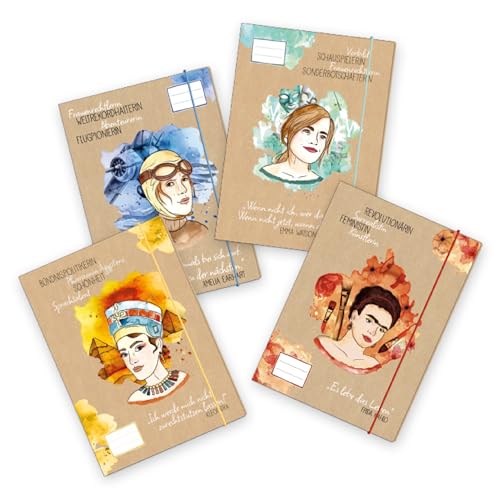 Papierdrachen 4 hochwertige Dokumentationsmappen mit Gummiband DIN A4 | Motiv Frauenpower - Stabile Mappen mit Gummiband für Schule, Studium und Büro - Heftsammler - Sammelhefter - Set Nummer 15 Papierdrachen 4 hochwertige Dokumentationsmappen mit Gummiband DIN A4 | Motiv Frauenpower - Stabile Mappen mit Gummiband für Schule, Studium und Büro - Heftsammler - Sammelhefter - Set Nummer 15 von Papierdrachen