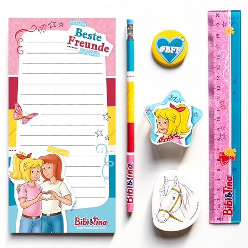 Papierdrachen 6-teiliges Schreibset für Grundschul Kinder | Bibi und Tina | mit Bleistift Spitzer Lineal Radierer Schreibblock | zur Einschulung | Mitgebsel für Kindergeburtstag | Set 8 Papierdrachen 6-teiliges Schreibset für Grundschul Kinder | Bibi und Tina | mit Bleistift Spitzer Lineal Radierer Schreibblock | zur Einschulung | Mitgebsel für Kindergeburtstag | Set 8 von Papierdrachen