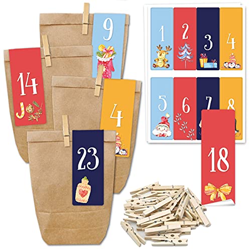 Papierdrachen Adventskalender zum Befüllen - 24 Geschenktüten und 24 Zahlenaufkleber und Klammern - Motiv Cozy Christmas - zum selber füllen und basteln - Weihnachten - Mini Set Nr 271 Papierdrachen Adventskalender zum Befüllen - 24 Geschenktüten und 24 Zahlenaufkleber und Klammern - Motiv Cozy Christmas - zum selber füllen und basteln - Weihnachten - Mini Set Nr 271 von Papierdrachen