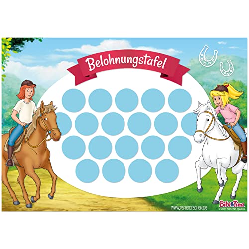 Papierdrachen Belohnungstafel Set für Kinder als Abreißblock 10 Blatt - Motivierendes Konzept als Erziehungshilfe - mit tollen Stickern für Jungs und Mädchen - Motiv Bibi und Tina Set 3 von Papierdrachen