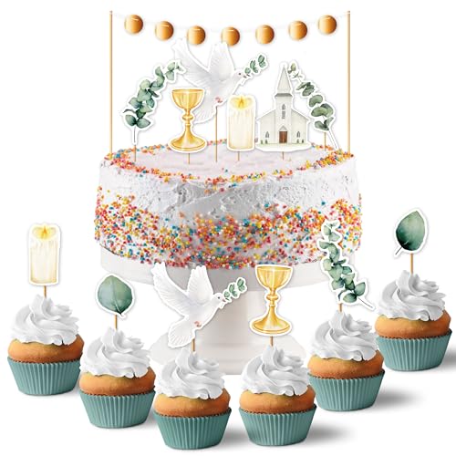 Papierdrachen - festliche Kuchenstecker für eine einzigartige Tortendekoration - Kuchen Topper 19-teilig - für verschiedene Anlässe wie Taufe, Kommunion, Firmung - Eukalyptus - Set 1 Papierdrachen - festliche Kuchenstecker für eine einzigartige Tortendekoration - Kuchen Topper 19-teilig - für verschiedene Anlässe wie Taufe, Kommunion, Firmung - Eukalyptus - Set 1 von Papierdrachen