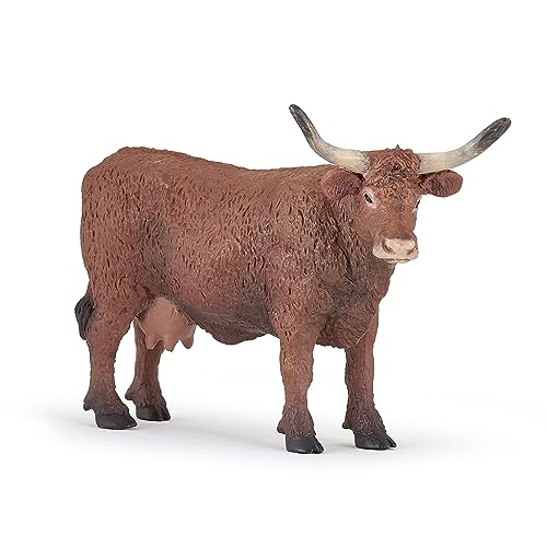 Papo - Tierfigur - Salers-Kuh, Charme des Lebens auf dem Bauernhof, Kinderspielzeug ab 3 Jahren - Verbindung zum Leben in der Landwirtschaft und Sensibilisierung für die biologische Vielfalt von Papo