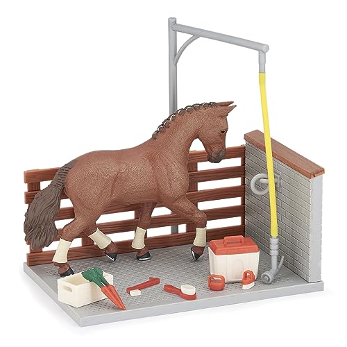 Papo 60116 Wäschebox mit Zubehör Pferde, Fohlen und Ponys, Mehrfarbig von Papo