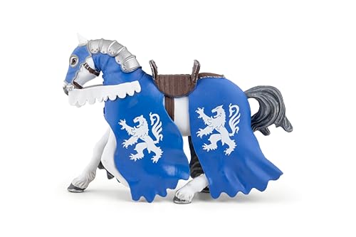 Papo - Tierfigur - Pferd des Löwenritters mit der Lanze, Fantastische mittelalterliche Abenteuer, Kinderspielzeug ab 3 Jahren - Handgemalte Helden und Legenden von Papo