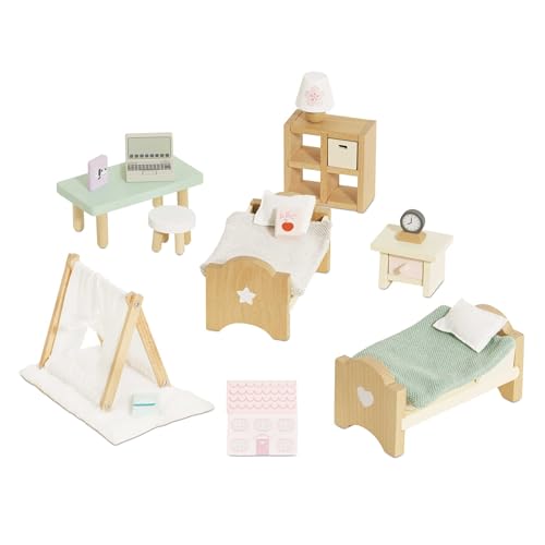 Le Toy Van - Wooden Doll House Daisylane Children's Bedroom Play Set for Dolls Houses, Dolls House Furniture Sets - Suitable for Ages 3+ von Papo