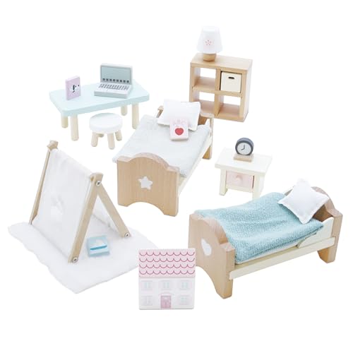 Le Toy Van - Wooden Doll House Daisylane Children's Bedroom Play Set for Dolls Houses, Dolls House Furniture Sets - Suitable for Ages 3+ von Papo