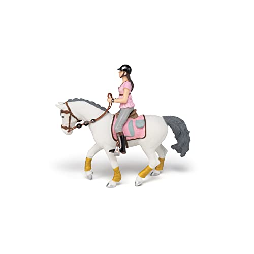 Papo - Lot de 2 Figurines - Collection Chevaux, Poulains et Poneys - Cavalière Fashion Rose + Cheval tressé von Papo