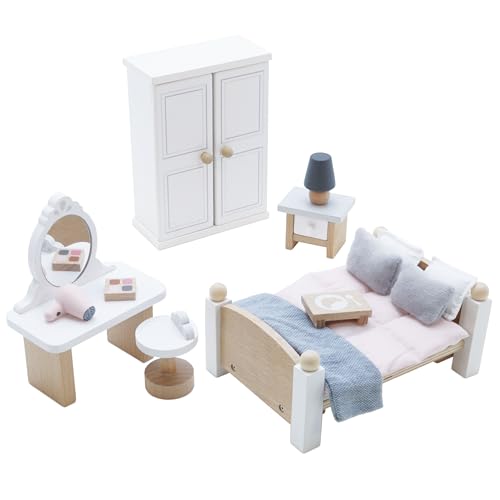 Le Toy Van - Wooden Daisylane Master Bedroom Dolls House Accessories Play Set for Dolls Houses, Dolls House Furniture Sets - Suitable for Ages 3+ von Papo