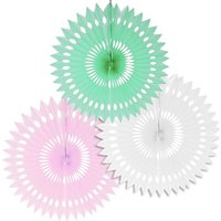 Deko Fächer im 3er Set, Fächerblumen je 40cm, pastell von Papstar