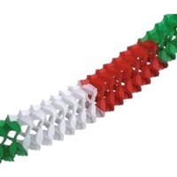 Papiergirlande, d=16 cm - 4m "grün/weiss/rot", Geburtstagsgirlande & Faschingsgirlande von Papstar