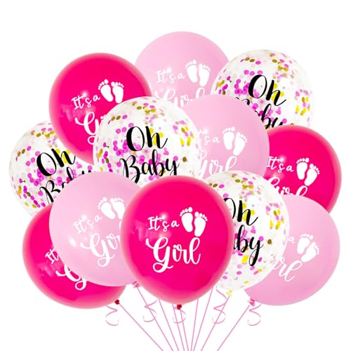 ParPix 12 Stück Its a Girl Luftballons Rosa, Babyparty Deko Mädchen Ballon, Baby Shower Deko Luftballon, Baby Girl Deko Ballons,Gender Reveal Party Deko Luftballon, Babyshowerparty Deko Mädchen Ballon von ParPix