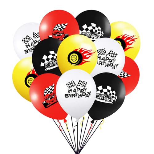 ParPix 12 Stück Hot Whels Geburtstags Deko Luftballon, Rennwagen Party Kindergeburtstag Ballons, Racing Car Geburtstagsdeko Luftballons, 12 Zoll Luftballon Auto Geburtstagsdeko Junge, Rennauto Ballon von ParPix