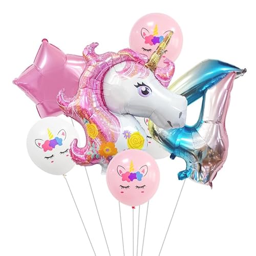 ParPix 7 Stück Einhorn 4. Geburtstag Deko Luftballon von ParPix