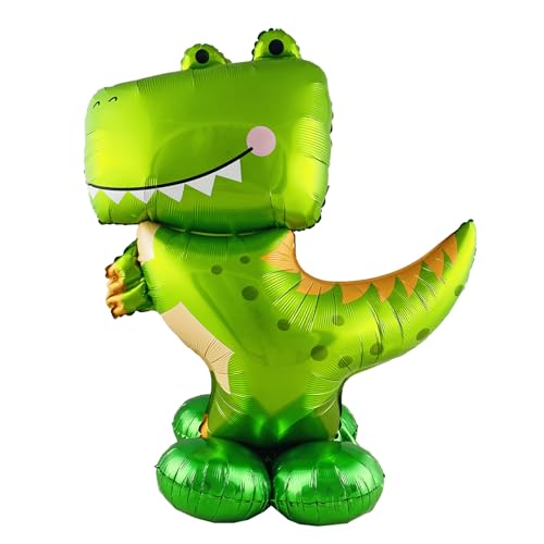ParPix Stehend Folienballon Dino Luftballon XXL 127x92cm, Ballon Dino Deko Kindergeburtstag, Dinosaurier Luftballon Tiere Gross, Dino Dschungel Deko Grün, Dinosaurier Luftballons Geburtstagsdeko Party von ParPix
