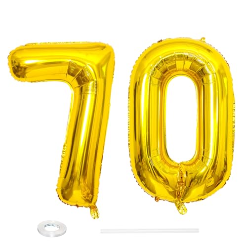 ParPix Luftballon 70 Geburtstag Deko, 32" 70 Luftballon Zahl, Deko 70 Geburtstag Frau Mann,Gold 70 Ballon, Geburtstagsdeko 70 Jahre, Luftballons 70. Geburtstag,70 Geburtstag Männer Frauen Folienballon von ParPix