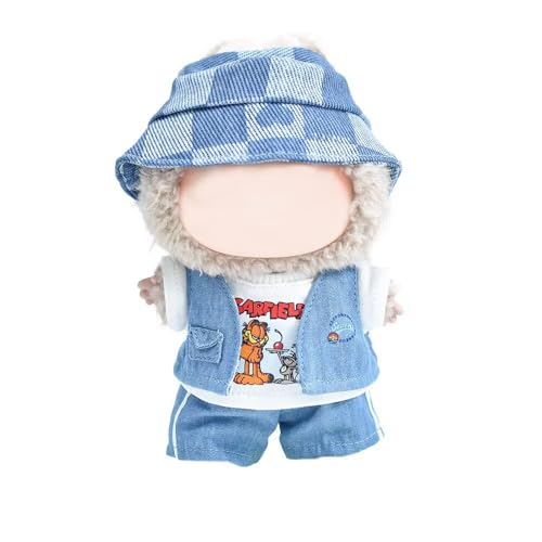 4pcs Outfit für Labbubu Puppenkleidung 17cm LBB Kleidung Set und Zubehör Weste Hemd Hose Hut (keine Puppe) Blau von Parateck