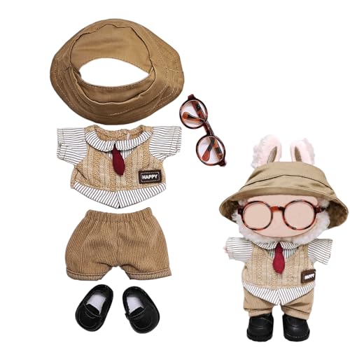 5pcs Doll Clothes for Labubu Outfit 17cm LBB Clothing Set and Accessories Shirt Pants Hat Glasses Shoes (No Doll) von Parateck