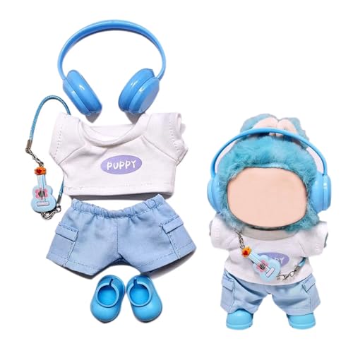 5pcs for Labubu Clothes Set Cute Outfit for 17cm Labubu Doll Clothing and Accessories Shoes (No Doll) (Blue) von Parateck