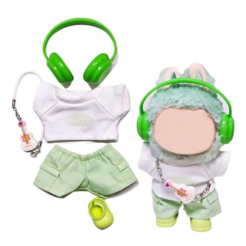 5pcs for Labubu Clothes Set Cute Outfit for 17cm Labubu Doll Clothing and Accessories Shoes (No Doll) (Green) von Parateck