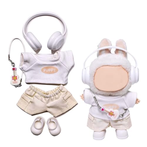 5pcs for Labubu Clothes Set Cute Outfit for 17cm Labubu Doll Clothing and Accessories Shoes (No Doll) (White) von Parateck