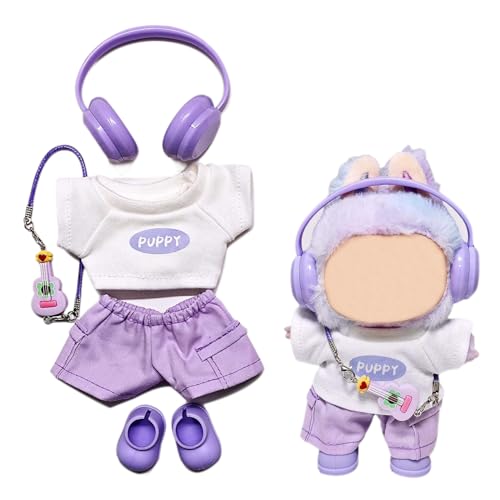 5pcs for Labubu Clothes Set Cute Outfit for 17cm Labubu Doll Clothing and Accessories Shoes (No Doll) Puple von Parateck