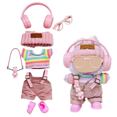 7pcs Outfit für Labbubu Puppentuch 17cm 15cm LBB Kleidung Set und Zubehör (keine Puppe) Rosa von Parateck