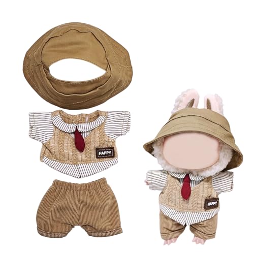 Outfit für Labubu 17 cm LBB Puppenkleidung 3-teiliges Bekleidungsset und Zubehör Hemd Hose Hut (keine Puppe) von Parateck