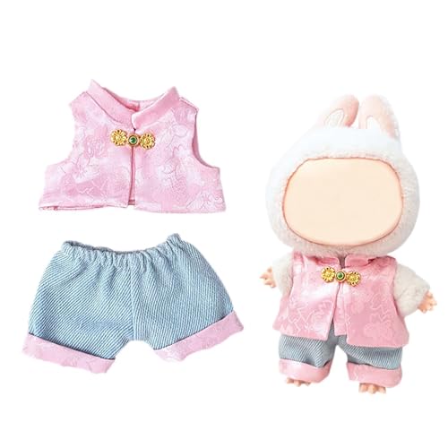 Süßes Outfit für Labubu Keychian Puppenkleidungsset 17cm für Labubu Puppenkleidung Chinoiserie (keine Puppe) Rosa von Parateck