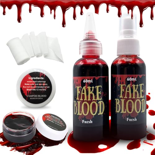 Pardofelis Halloween Kunstblut Set, Kunstblut für Kleidung SFX Makeup, Blutspray Spritzer Kunstblut Dickflüssig Fake Blut Verbandstoff für Halloween Vampir Zombie Makeup Pardofelis Halloween Kunstblut Set, Kunstblut für Kleidung SFX Makeup, Blutspray Spritzer Kunstblut Dickflüssig Fake Blut Verbandstoff für Halloween Vampir Zombie Makeup von Pardofelis