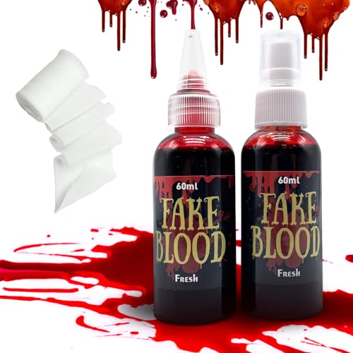 Pardofelis Kunstblut Halloween Fake Blood, Kunstblut für Haut, Blutspray Spritzer Kunstblut Set mit Verbandstoff für Halloween Kostüm Vampir Zombie SFX Makeup Pardofelis Kunstblut Halloween Fake Blood, Kunstblut für Haut, Blutspray Spritzer Kunstblut Set mit Verbandstoff für Halloween Kostüm Vampir Zombie SFX Makeup von Pardofelis