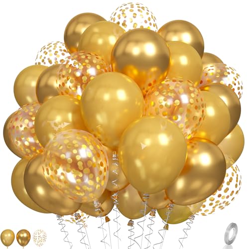 Luftballons Gold Ballons, Metallic Golden Partyballons Chrom Gold Latexballons Perle Gold Konfettiballons für Kinder Erwachsene Geburtstag Hochzeit Babyparty Abschlussfeier Verlobung Jubiläum von Paready