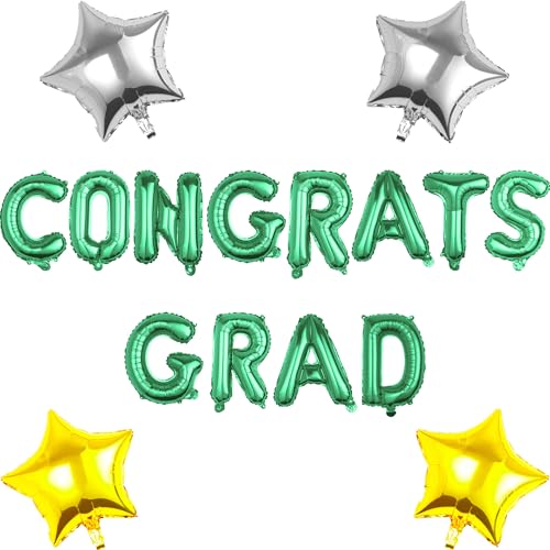 Pargleev Congrats Grad Luftballons mit Stern hängende Folienballons Brief für 2025 Grad Abschluss Ruhestand Party Dekorationen Grün Pargleev Congrats Grad Luftballons mit Stern hängende Folienballons Brief für 2025 Grad Abschluss Ruhestand Party Dekorationen Grün von Pargleev