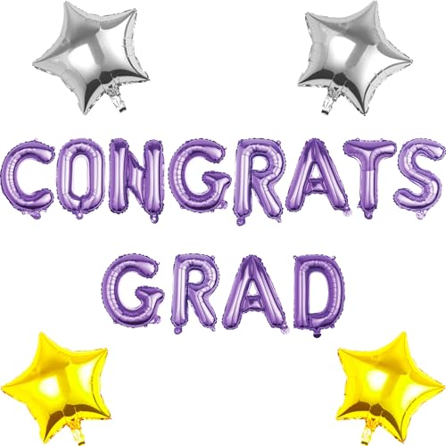 Pargleev Congrats Grad Luftballons mit Stern hängende Folienballons Brief für 2025 Grad Abschluss Ruhestand Party Dekorationen Lila Pargleev Congrats Grad Luftballons mit Stern hängende Folienballons Brief für 2025 Grad Abschluss Ruhestand Party Dekorationen Lila von Pargleev