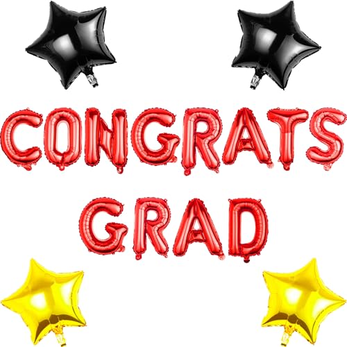 Pargleev Congrats Grad Luftballons mit Stern hängende Folienballons Brief für 2025 Grad Abschluss Ruhestand Party Dekorationen Rot Pargleev Congrats Grad Luftballons mit Stern hängende Folienballons Brief für 2025 Grad Abschluss Ruhestand Party Dekorationen Rot von Pargleev