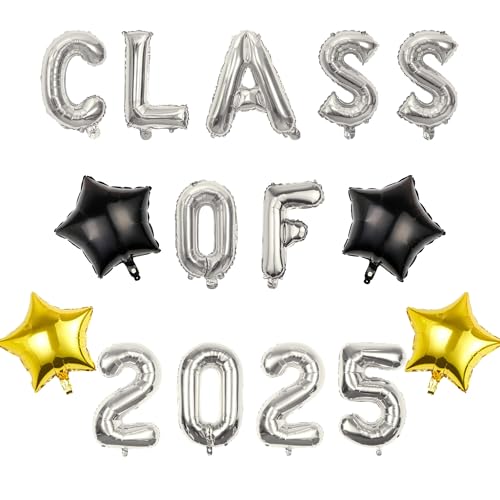 Pargleev Luftballons Klasse 2025 mit Stern hängende Folienballons Brief für High School College Glückwunsch Abschluss Glückwunsch Party Dekorationen Silber Pargleev Luftballons Klasse 2025 mit Stern hängende Folienballons Brief für High School College Glückwunsch Abschluss Glückwunsch Party Dekorationen Silber von Pargleev