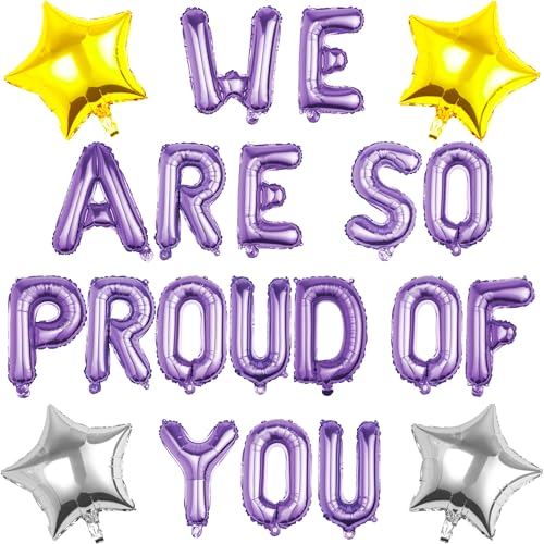 Pargleev We Are So Proud Of You Luftballons mit Stern zum Aufhängen Folienballons Buchstabe für 2025 Grad Abschluss Ruhestand Party Dekorationen Lila Pargleev We Are So Proud Of You Luftballons mit Stern zum Aufhängen Folienballons Buchstabe für 2025 Grad Abschluss Ruhestand Party Dekorationen Lila von Pargleev