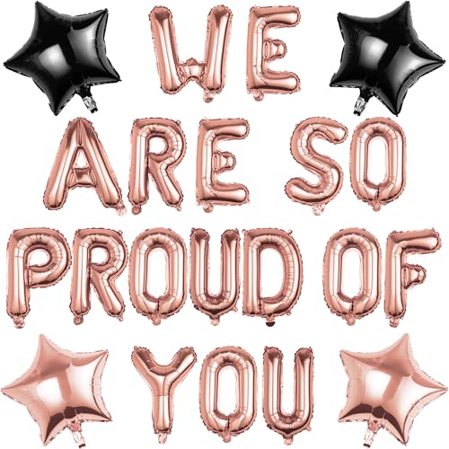Pargleev We Are So Proud Of You Luftballons mit Stern zum Aufhängen Folienballons Buchstabe für 2025 Grad Abschluss Ruhestand Party Dekorationen Roségold Pargleev We Are So Proud Of You Luftballons mit Stern zum Aufhängen Folienballons Buchstabe für 2025 Grad Abschluss Ruhestand Party Dekorationen Roségold von Pargleev