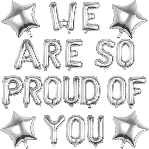 Pargleev We Are So Proud Of You Luftballons mit Stern zum Aufhängen Folienballons Buchstabe für 2025 Grad Abschluss Ruhestand Party Dekorationen Silber Pargleev We Are So Proud Of You Luftballons mit Stern zum Aufhängen Folienballons Buchstabe für 2025 Grad Abschluss Ruhestand Party Dekorationen Silber von Pargleev