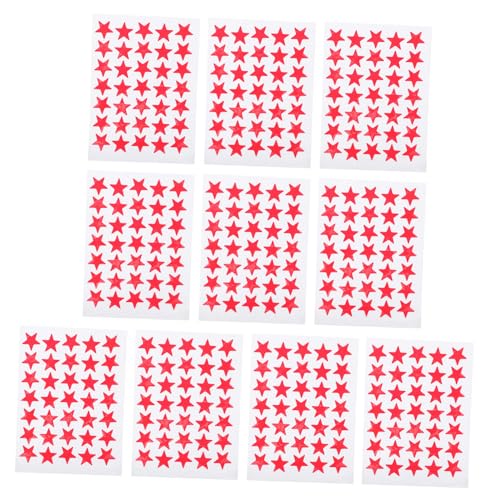 Parliky 10 Blatt Rote Fünfzackige Belohnungssterne Aufkleber Selbstklebend Kinderfreundliche Sticker für Schule Basteln Party und Dekoration Sichere und Dekorative Motivsticker für Jungen von Parliky