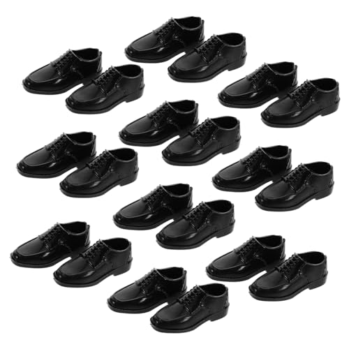 Parliky 10 Paare Miniatur Puppenschuhe Maßstab Kunststoffmodell Schwarze Tanzschuhe für Puppen Freund Sammler-Dekoration Einfach Anzuziehen Vielseitige Accessoires von Parliky