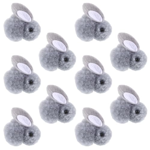 Parliky 10 Stück Teiliges DIY Plüschkleiner Hase Kuscheliges Kaninchen Ornament für Stirnbänder Kleidung und Bastelbedarf Langlebig Handgefertigt Vielseitig Verwendbar für Zufällige Farbe von Parliky