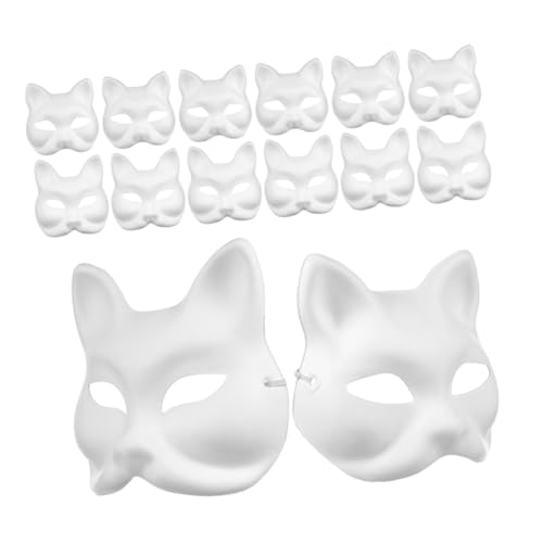 Parliky 16 Stück Teiliges DIY Leere Tier Halbmasken aus Papiermasse Weiße Katzen und Fuchs Masken zum Bemalen Atmungsaktiv Leicht für Halloween Fasching Theater und Partys Parliky 16 Stück Teiliges DIY Leere Tier Halbmasken aus Papiermasse Weiße Katzen und Fuchs Masken zum Bemalen Atmungsaktiv Leicht für Halloween Fasching Theater und Partys von Parliky