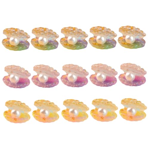Parliky 18 Stück Teiliges Glow in The Dark Muschel mit Perlen Verzierung Resin Miniatur Shell Charms Leuchtende DIY Bastelaccessoires für Stranddeko Garten Party und Kreative von Parliky