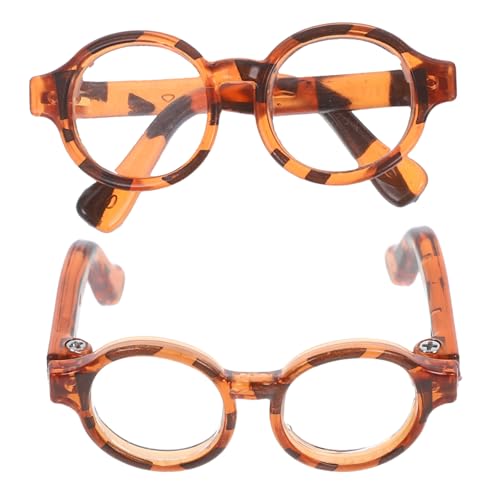 Parliky 2 Paare Mini Puppenbrillen Leopardmuster Kunststoff Sonnenbrillen für Bjd Puppen Modische Kleine Doll Glasses Props zum Verkleiden und Dekorieren von Parliky