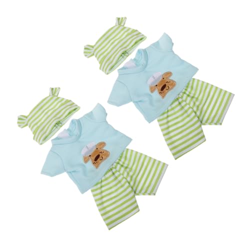 Parliky 2 Satz Puppenkleidung Baumwolle Gestreift mit Hut Vinyl Puppen Outfits Modische Wechselkleidung für Rollenspiele Tragbar Leicht für Puppenhaus von Parliky