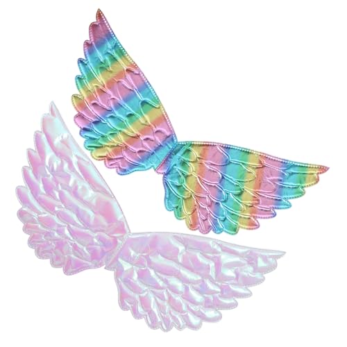 Parliky 2 Stück Engel Flügel Farbenfrohe Performance Requisiten aus Sicherem Verbundmaterial Elastische Träger für Kostüm Karneval Bühne Cosplay und Fotoshooting von Parliky