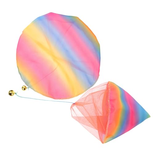 Parliky 2 Stück Handwurf Fallschirm Outdoor für Leichte Wurffallschirme Regenbogenfarben mit Klingel Robustes Freizeitspielzeug für Geburtstag und Party von Parliky