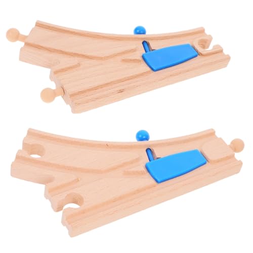 Parliky 2 Stück Holzschienenweiche Set mit Gebogenem Gleis Kompatibel mit Großen Holzeisenbahnmarken Flexible Zugzubehör für Kleinkinder Fördert Kreativität und Sicheres von Parliky